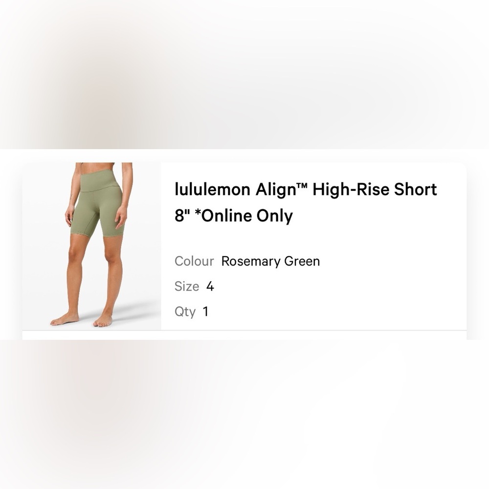 Lululemon Align High-Rise Short in Rosemary Green 8”